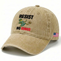 Resist Frog Washed Cotton Baseball Cap No Kings In America Political 2025