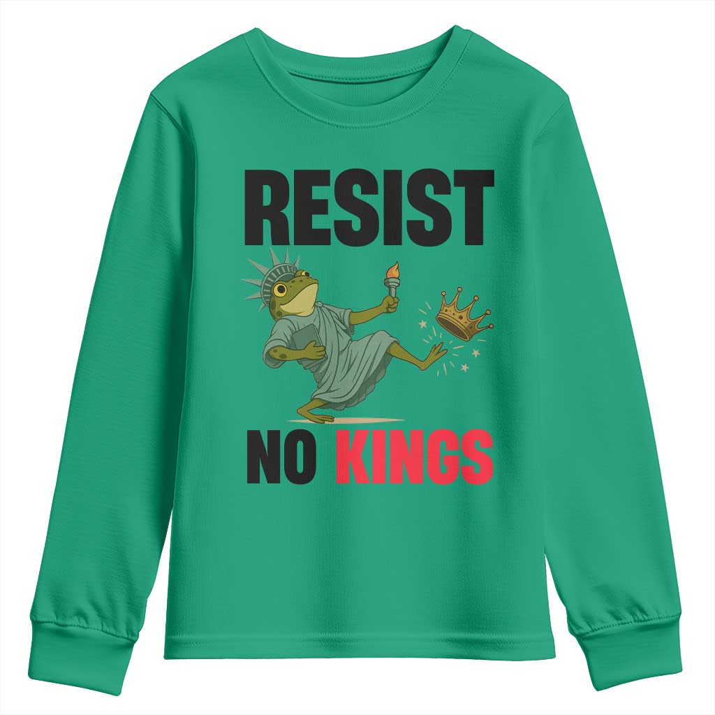 Resist Frog Youth Sweatshirt No Kings In America Political 2025 - Wonder Print Shop