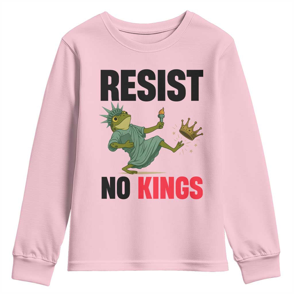 Resist Frog Youth Sweatshirt No Kings In America Political 2025 - Wonder Print Shop