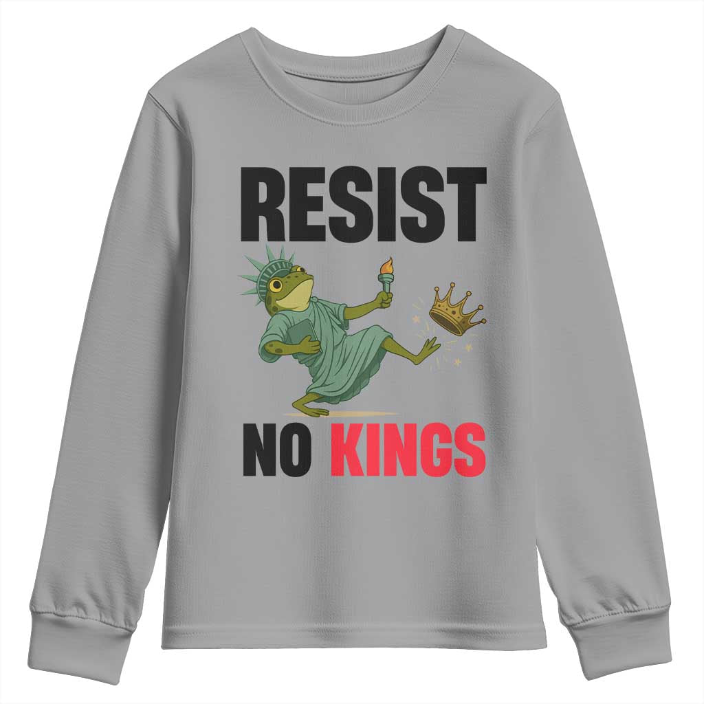 Resist Frog Youth Sweatshirt No Kings In America Political 2025 - Wonder Print Shop