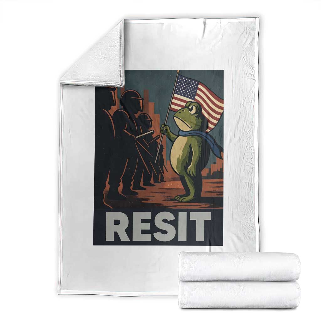Resist Frog Throw Blanket Portland Frog Activist America Political 2025 - Wonder Print Shop
