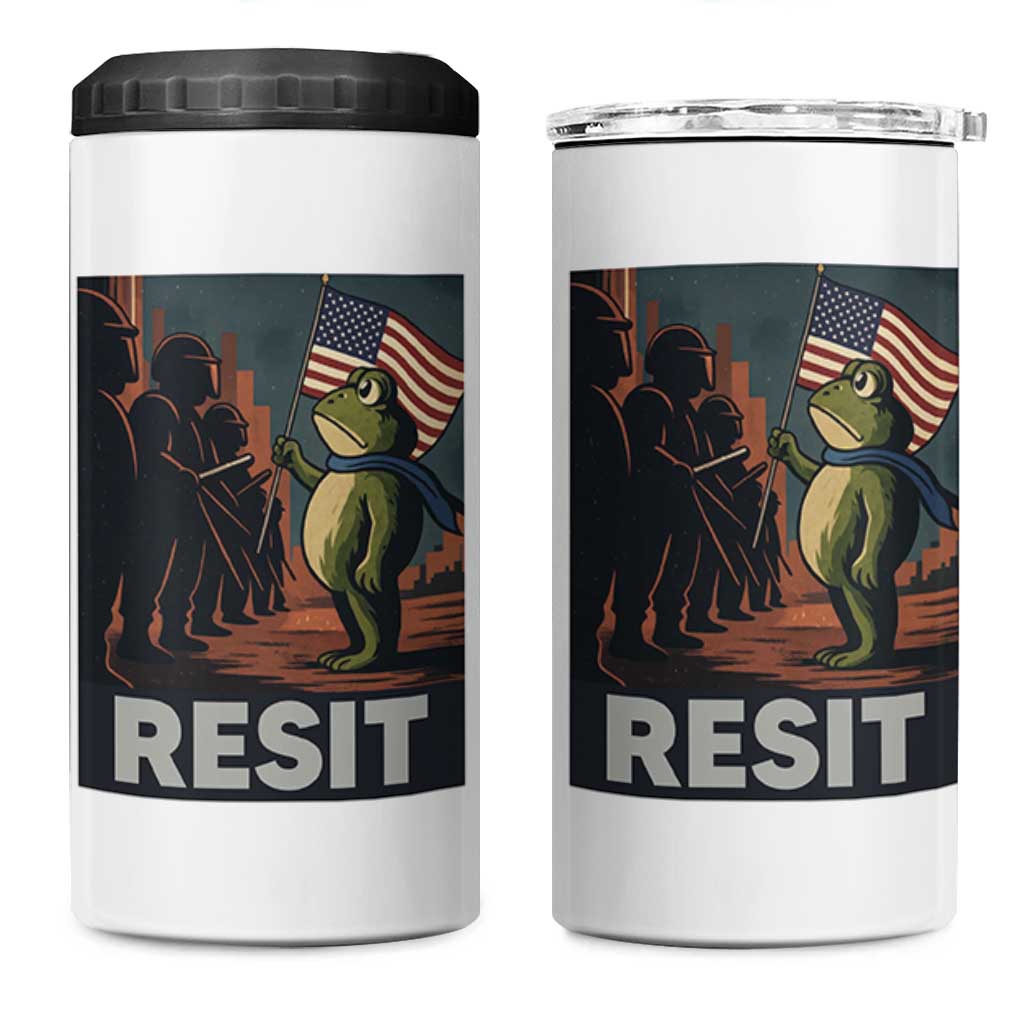 Resist Frog 4 in 1 Can Cooler Tumbler Portland Frog Activist America Political 2025 - Wonder Print Shop