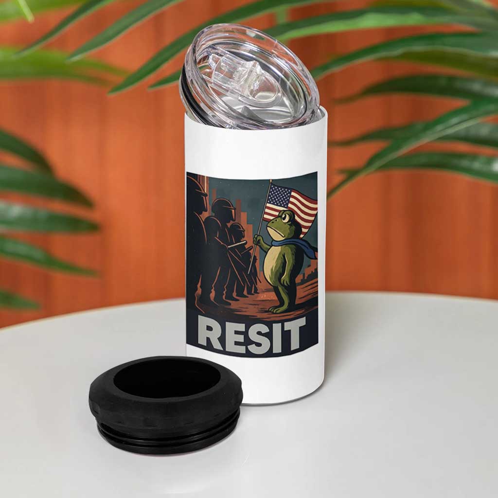 Resist Frog 4 in 1 Can Cooler Tumbler Portland Frog Activist America Political 2025 - Wonder Print Shop