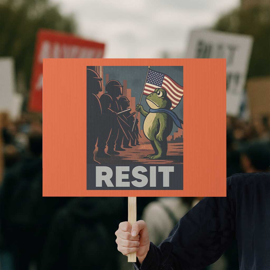 Resist Frog Protest Sign Portland Frog Activist America Political 2025 - Wonder Print Shop