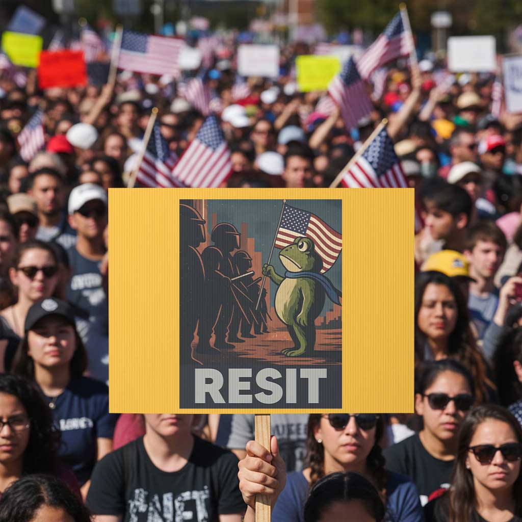 Resist Frog Protest Sign Portland Frog Activist America Political 2025 - Wonder Print Shop