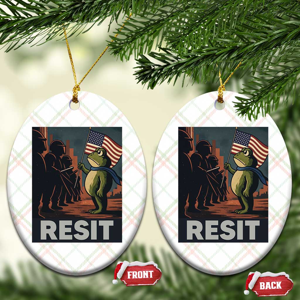 Resist Frog Ceramic Ornament Portland Frog Activist America Political 2025 - Wonder Print Shop
