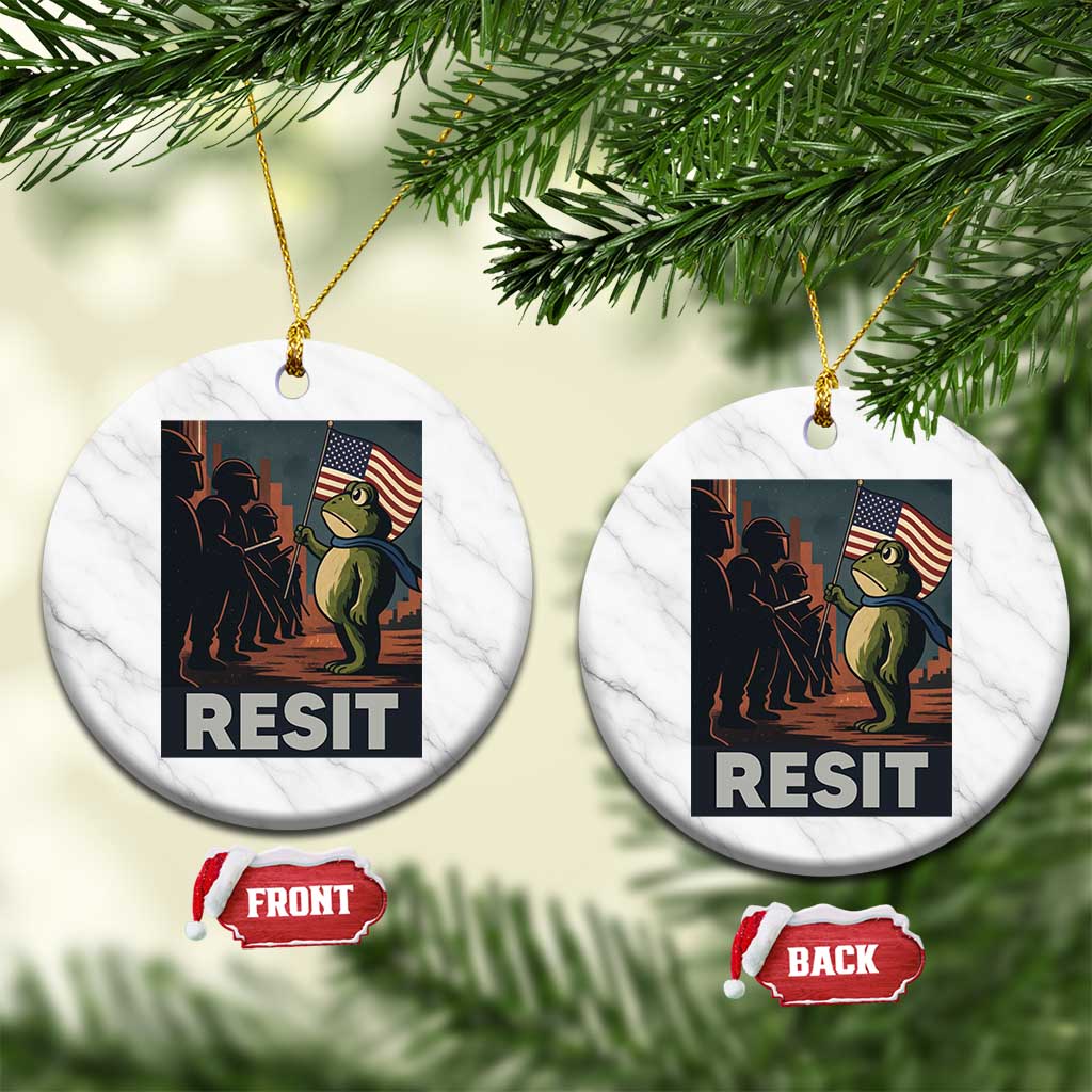 Resist Frog Ceramic Ornament Portland Frog Activist America Political 2025 - Wonder Print Shop