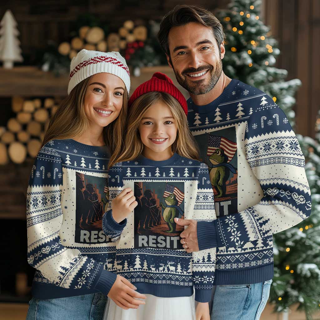 Resist Frog Ugly Christmas Sweater Portland Frog Activist America Political 2025 - Wonder Print Shop
