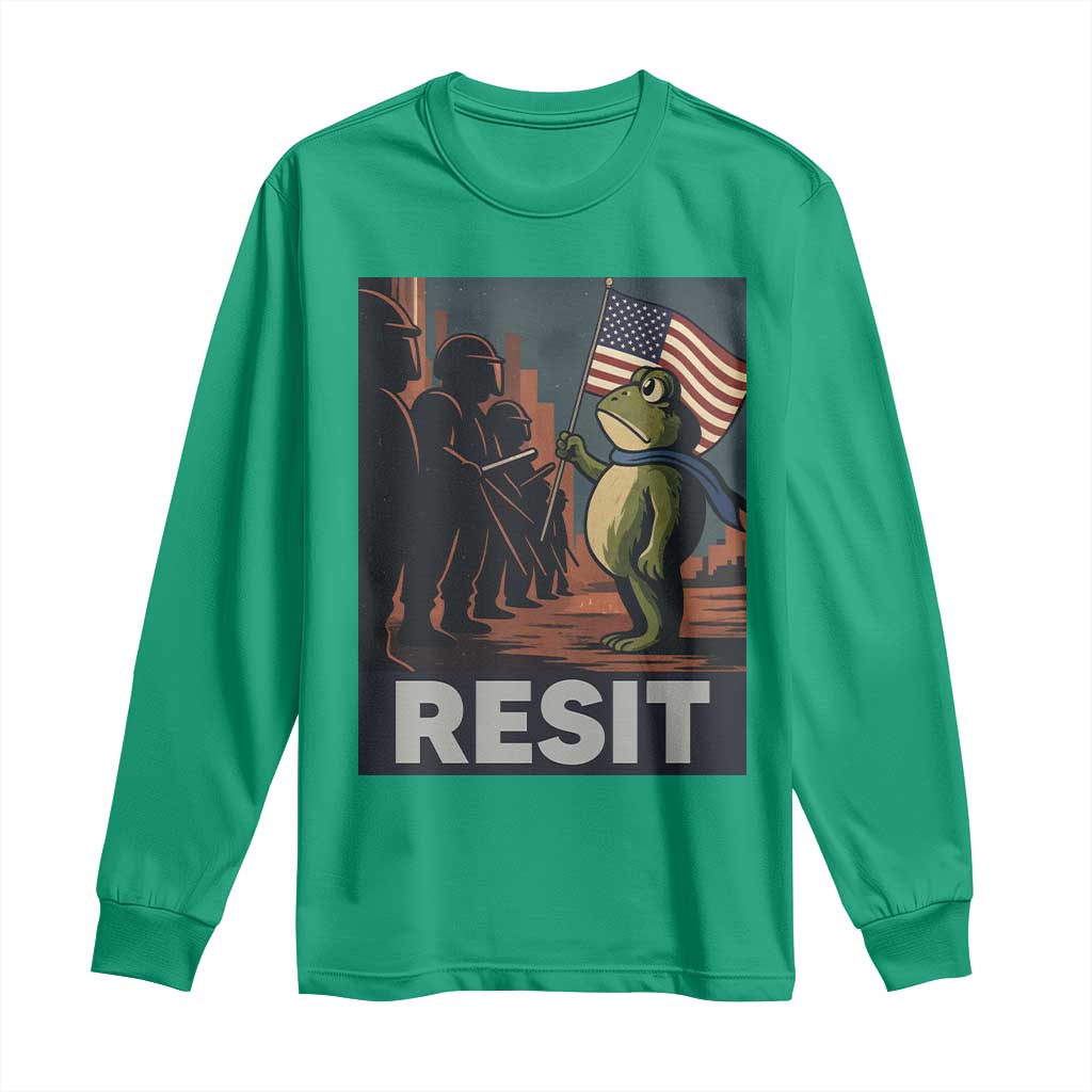 Resist Frog Long Sleeve Shirt Portland Frog Activist America Political 2025 - Wonder Print Shop