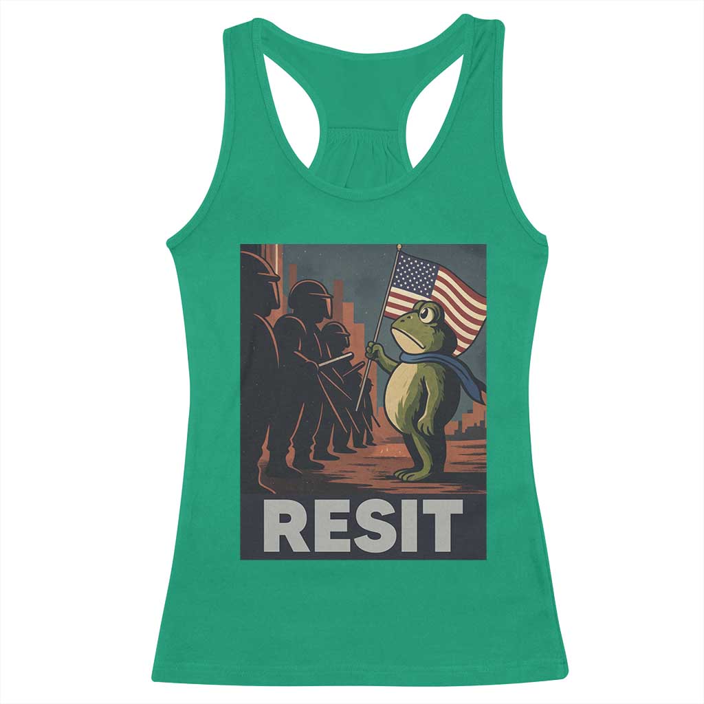 Resist Frog Racerback Tank Top Portland Frog Activist America Political 2025 - Wonder Print Shop