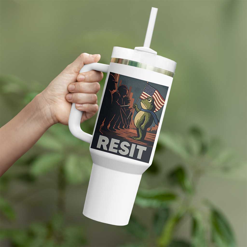 Resist Frog Tumbler With Handle Portland Frog Activist America Political 2025 - Wonder Print Shop