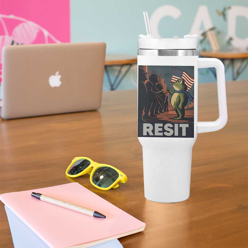 Resist Frog Tumbler With Handle Portland Frog Activist America Political 2025 - Wonder Print Shop