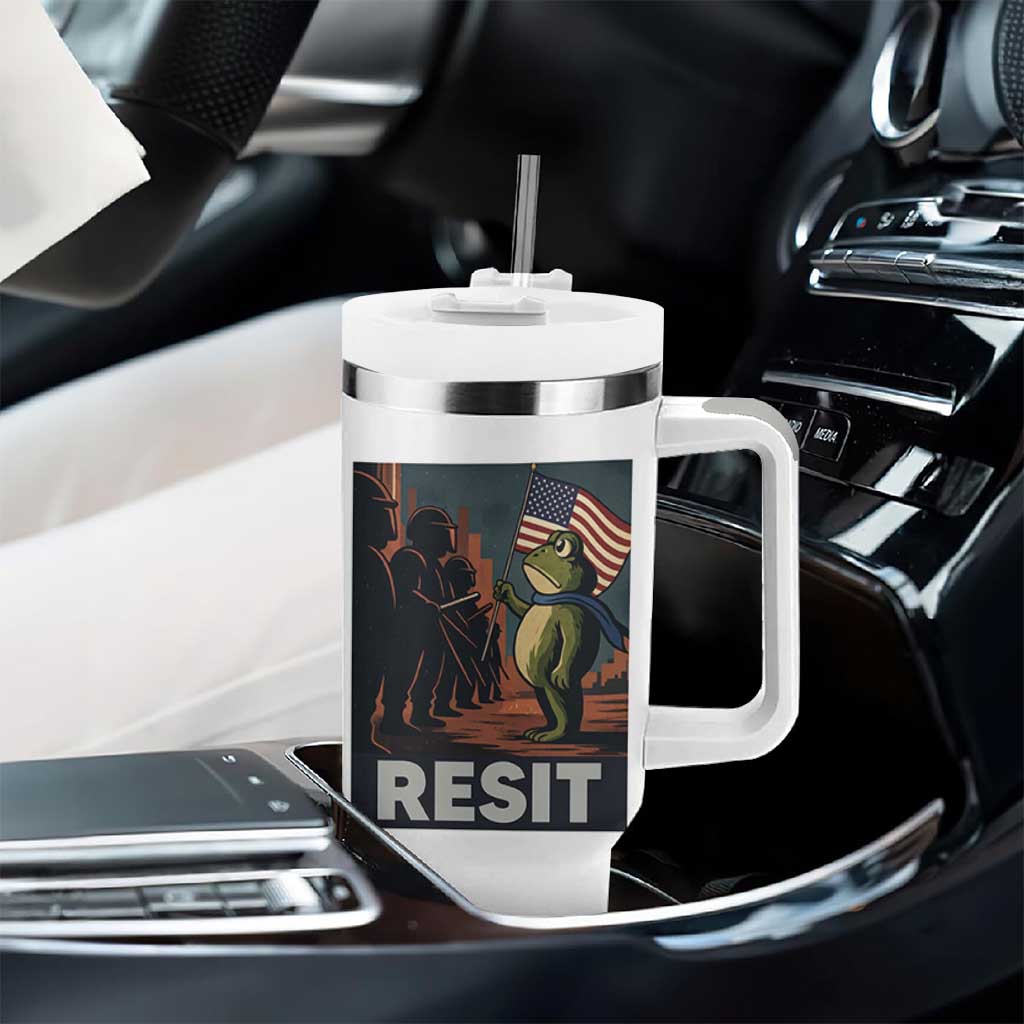 Resist Frog Tumbler With Handle Portland Frog Activist America Political 2025 - Wonder Print Shop