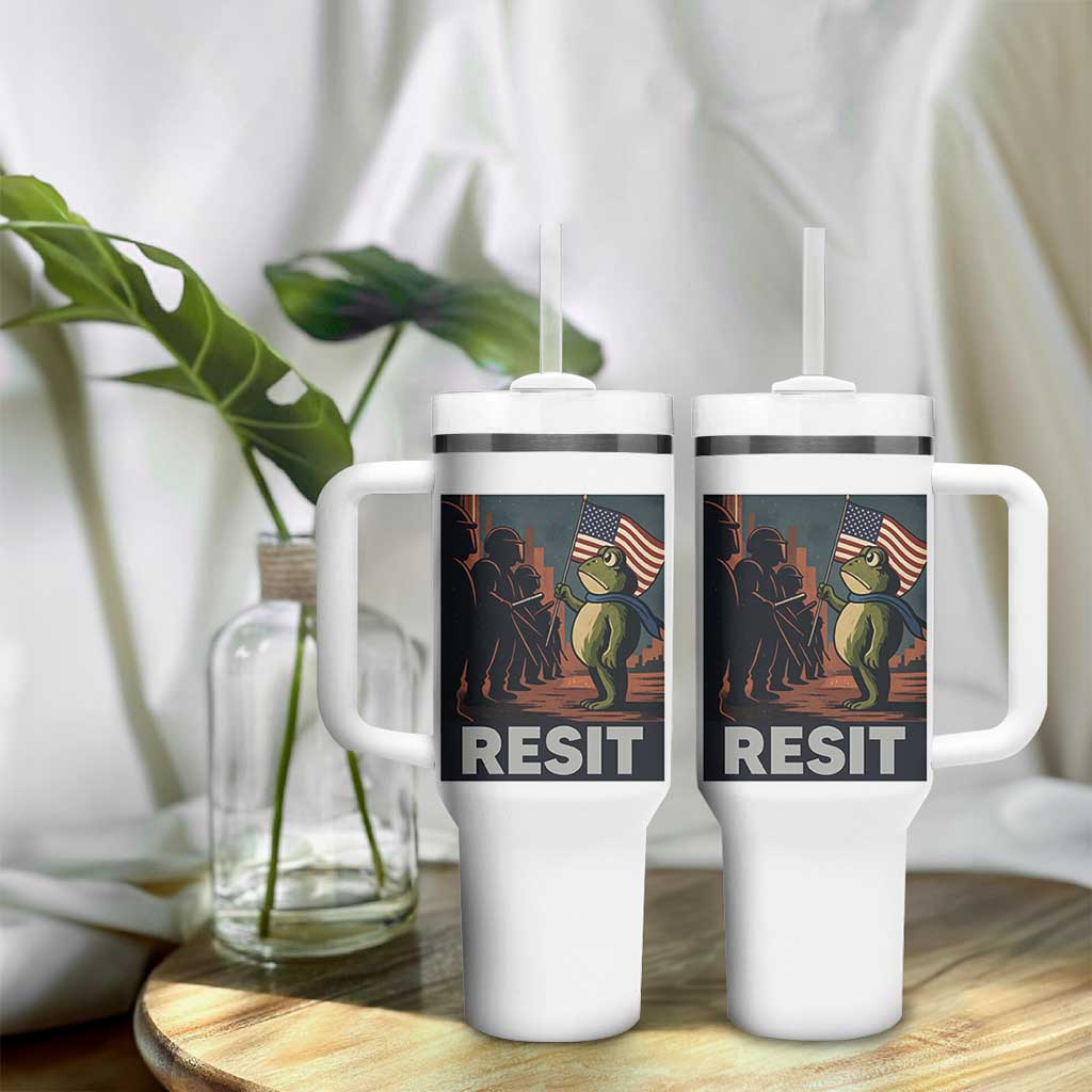 Resist Frog Tumbler With Handle Portland Frog Activist America Political 2025 - Wonder Print Shop