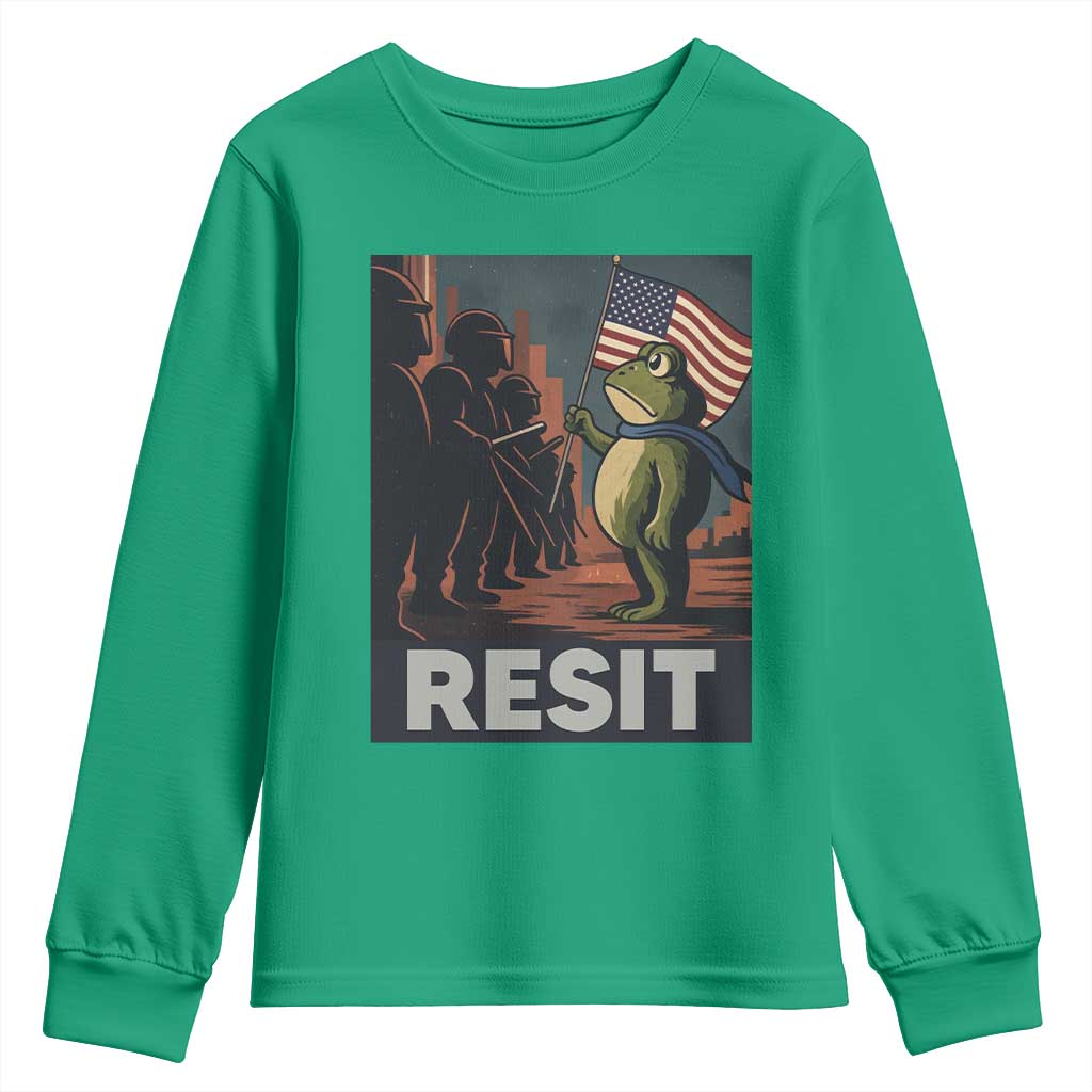 Resist Frog Youth Sweatshirt Portland Frog Activist America Political 2025 - Wonder Print Shop