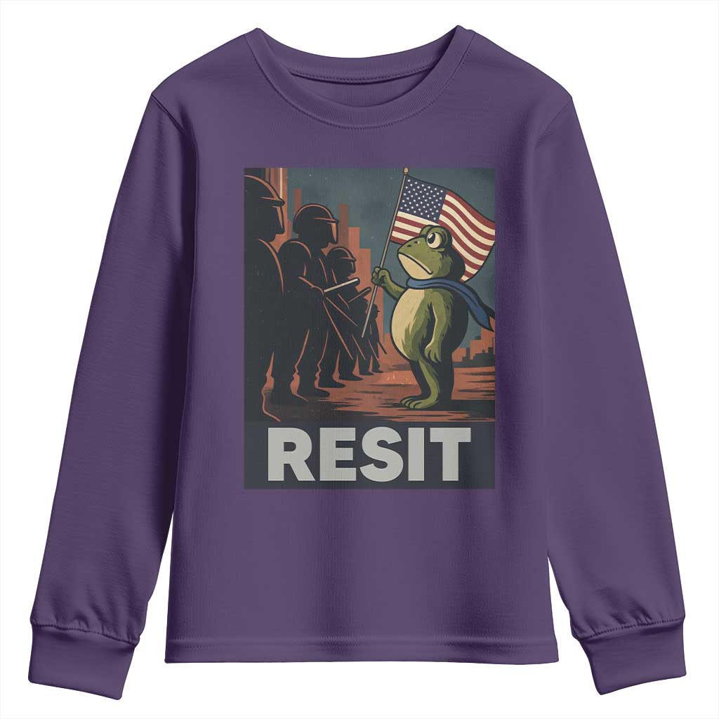 Resist Frog Youth Sweatshirt Portland Frog Activist America Political 2025 - Wonder Print Shop