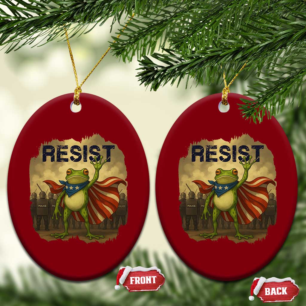 Resist Frog Christian Xmas Ceramic Ornament Funny Polittical 2025 Meme - Wonder Print Shop