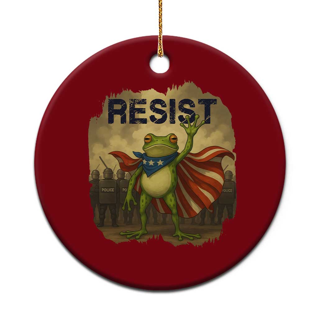 Resist Frog Christian Xmas Ceramic Ornament Funny Polittical 2025 Meme - Wonder Print Shop