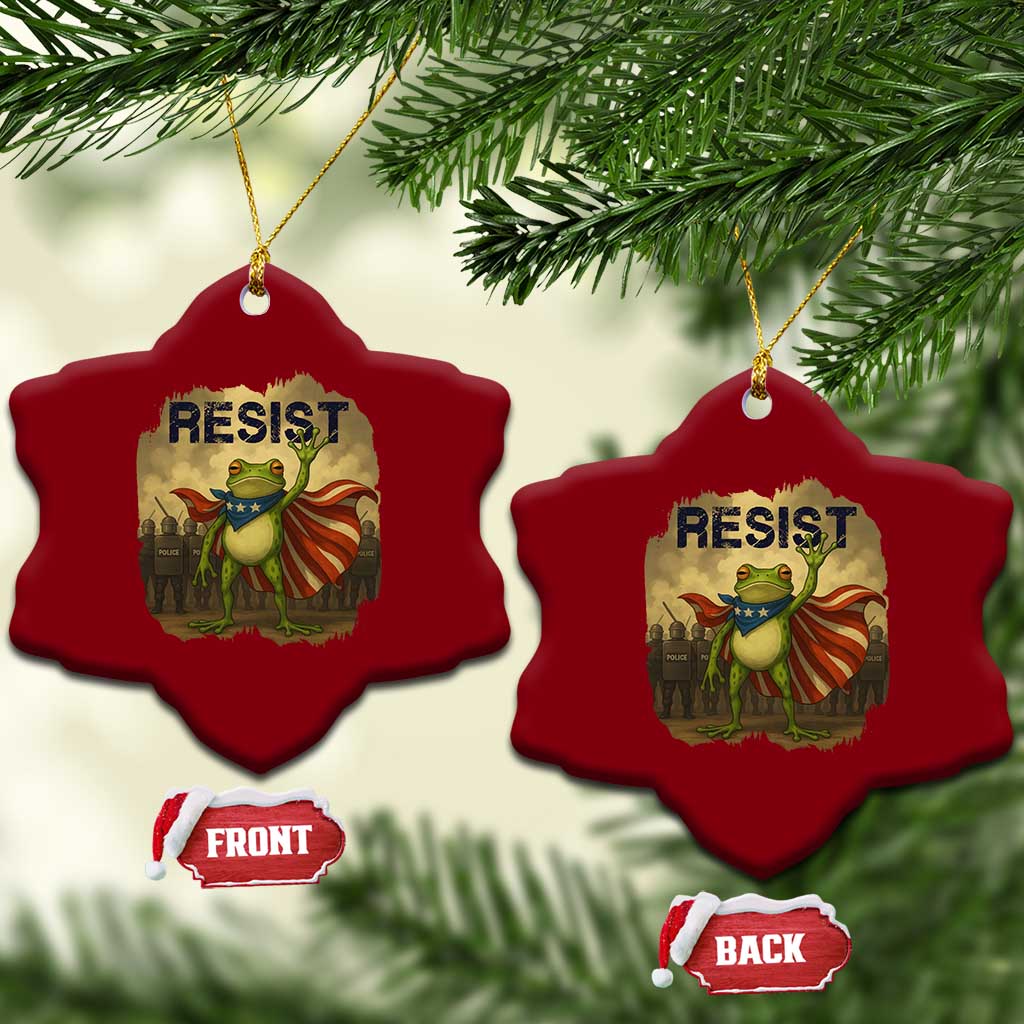 Resist Frog Christian Xmas Ceramic Ornament Funny Polittical 2025 Meme - Wonder Print Shop