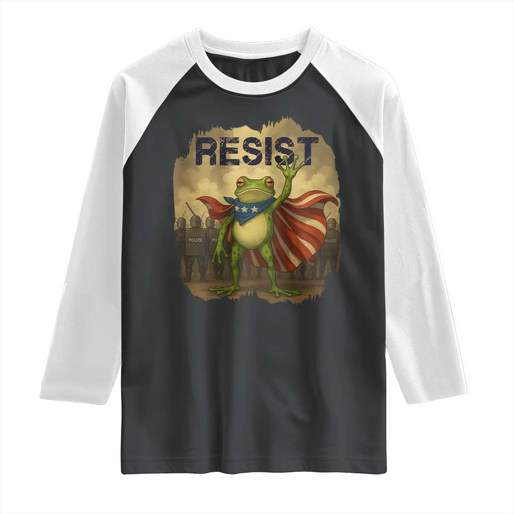 Resist Frog Christian Christmas Raglan Shirt Funny Polittical 2025 Meme - Wonder Print Shop