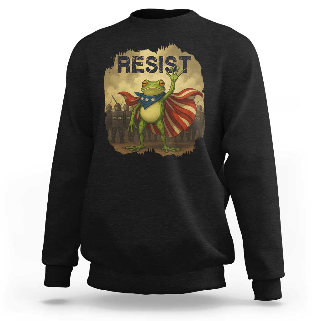 Resist Frog Christian Christmas Sweatshirt Funny Polittical 2025 Meme - Wonder Print Shop