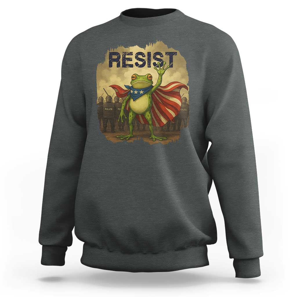 Resist Frog Christian Christmas Sweatshirt Funny Polittical 2025 Meme - Wonder Print Shop