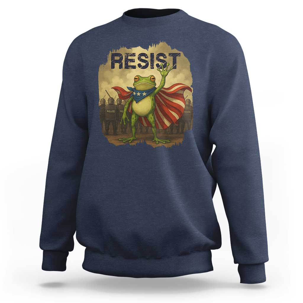 Resist Frog Christian Christmas Sweatshirt Funny Polittical 2025 Meme - Wonder Print Shop