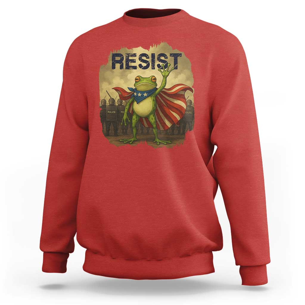Resist Frog Christian Christmas Sweatshirt Funny Polittical 2025 Meme - Wonder Print Shop