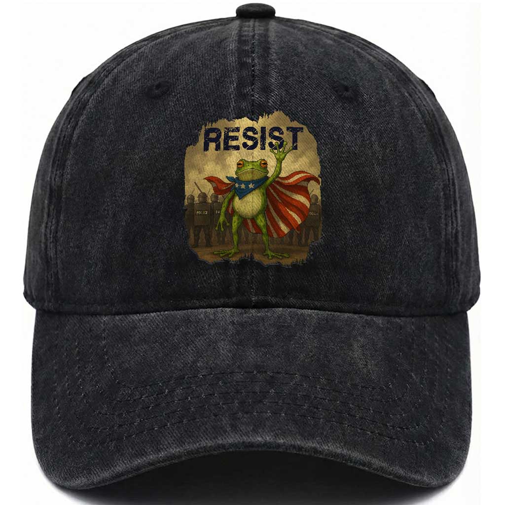 Resist Frog Christian Christmas Washed Cotton Baseball Cap Funny Polittical 2025 Meme