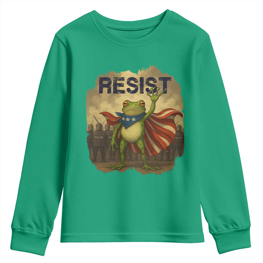 Resist Frog Christian Christmas Youth Sweatshirt Funny Polittical 2025 Meme - Wonder Print Shop