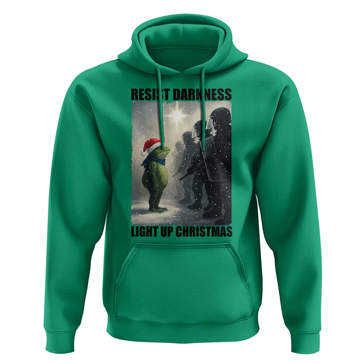 Frogs Resist Christmas Hoodie Funny Portland Protest ICE Activist Meme - Wonder Print Shop