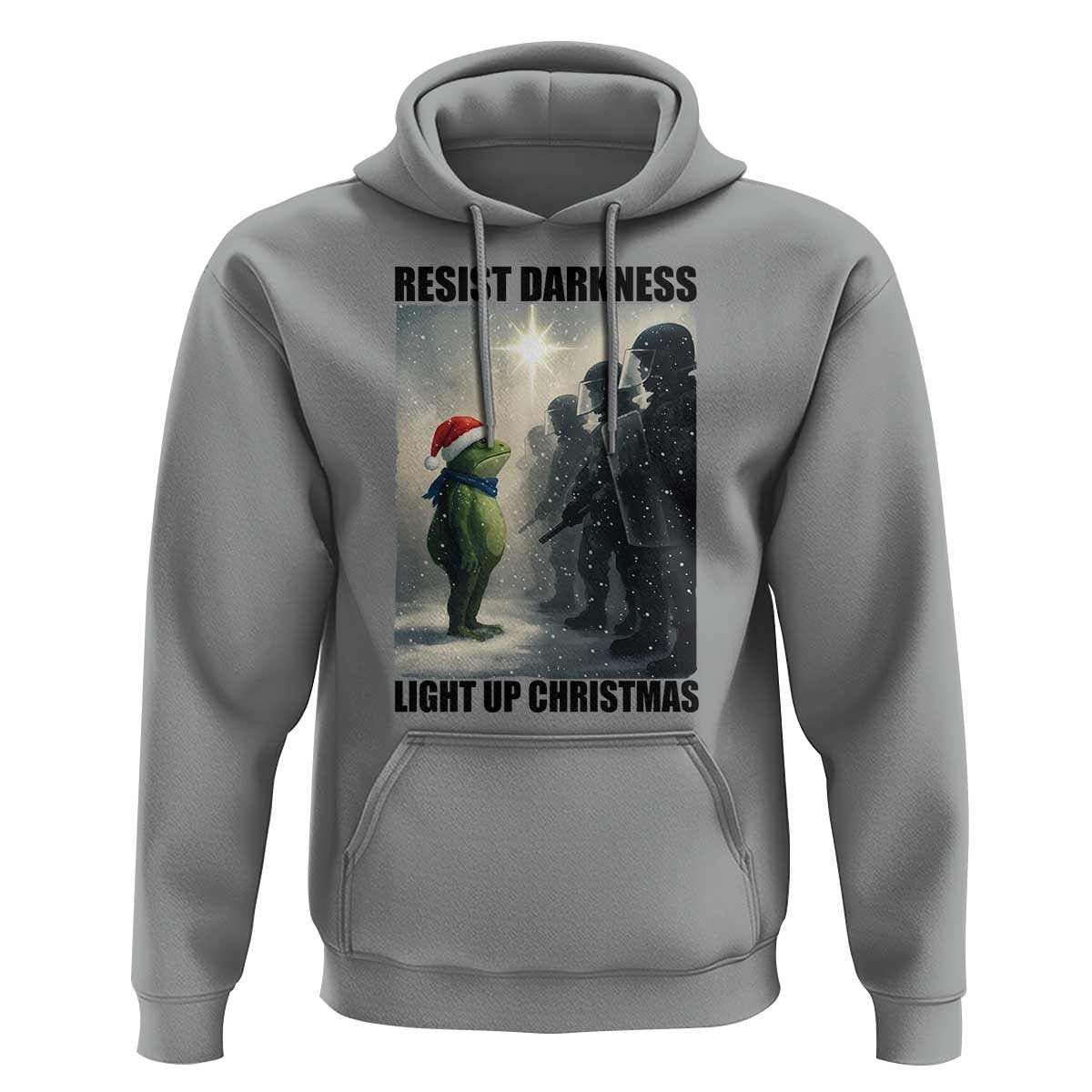 Frogs Resist Christmas Hoodie Funny Portland Protest ICE Activist Meme - Wonder Print Shop