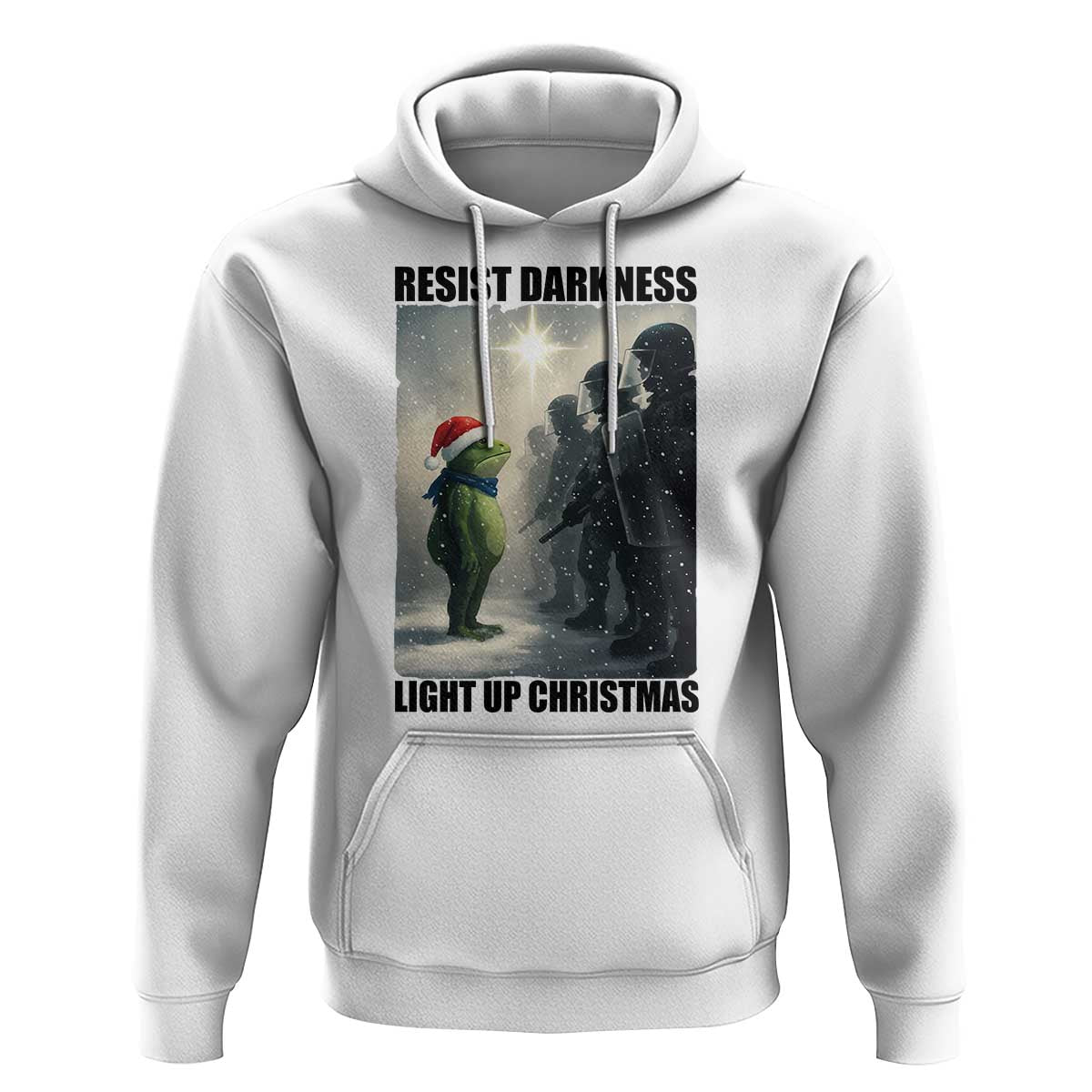 Frogs Resist Christmas Hoodie Funny Portland Protest ICE Activist Meme - Wonder Print Shop