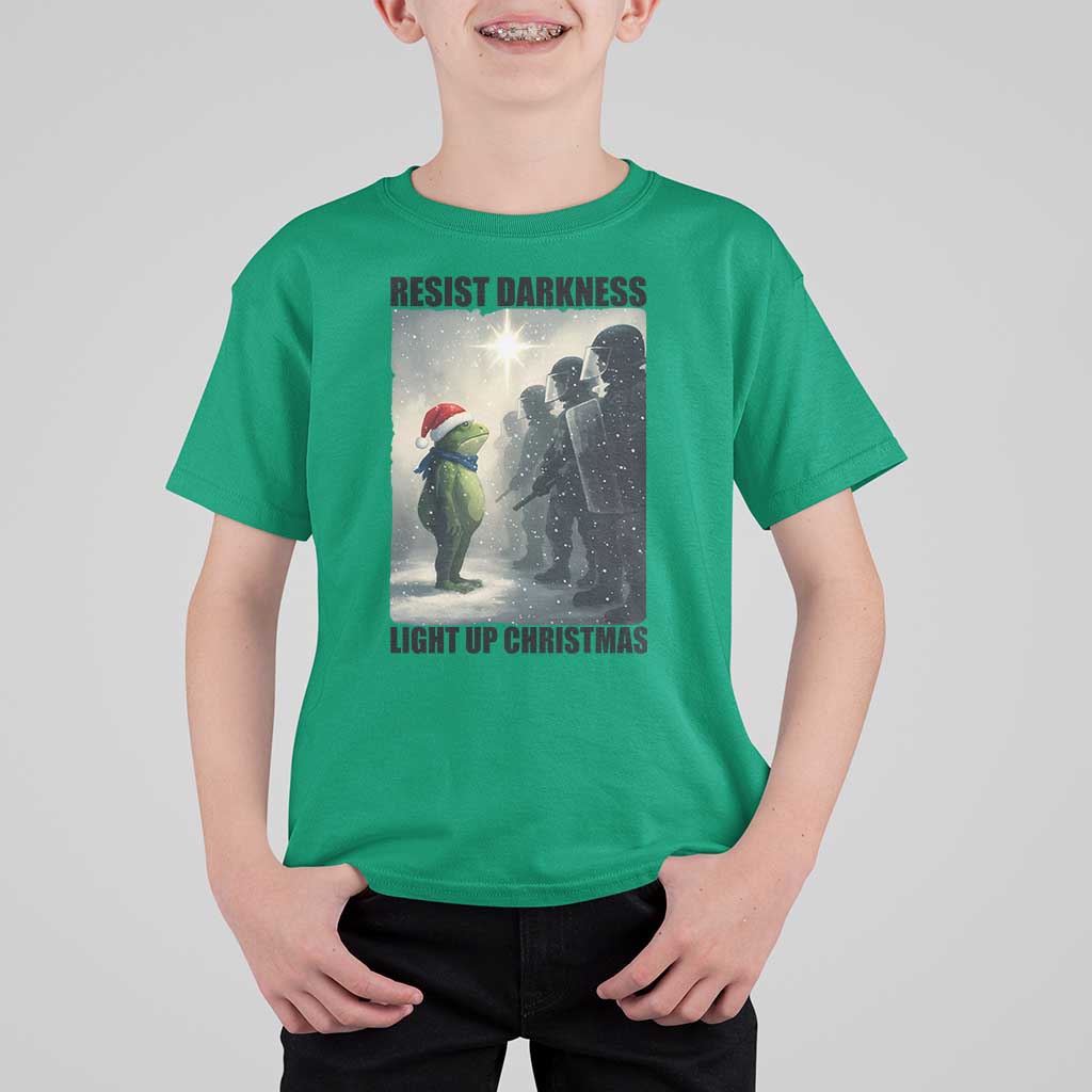 Frogs Resist Christmas T Shirt For Kid Funny Portland Protest ICE Activist Meme - Wonder Print Shop