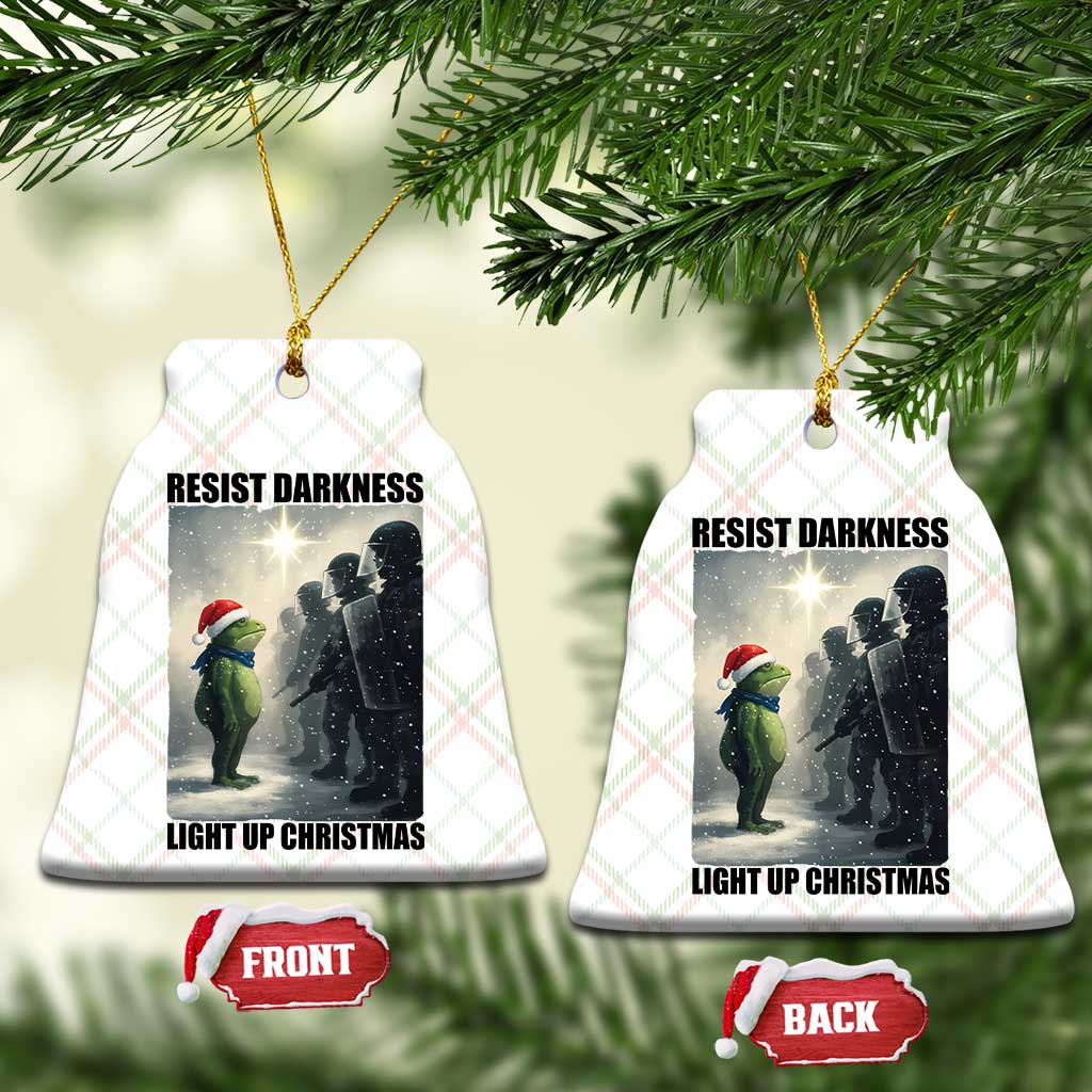 Frogs Resist Xmas Ceramic Ornament Funny Portland Protest ICE Activist Meme - Wonder Print Shop