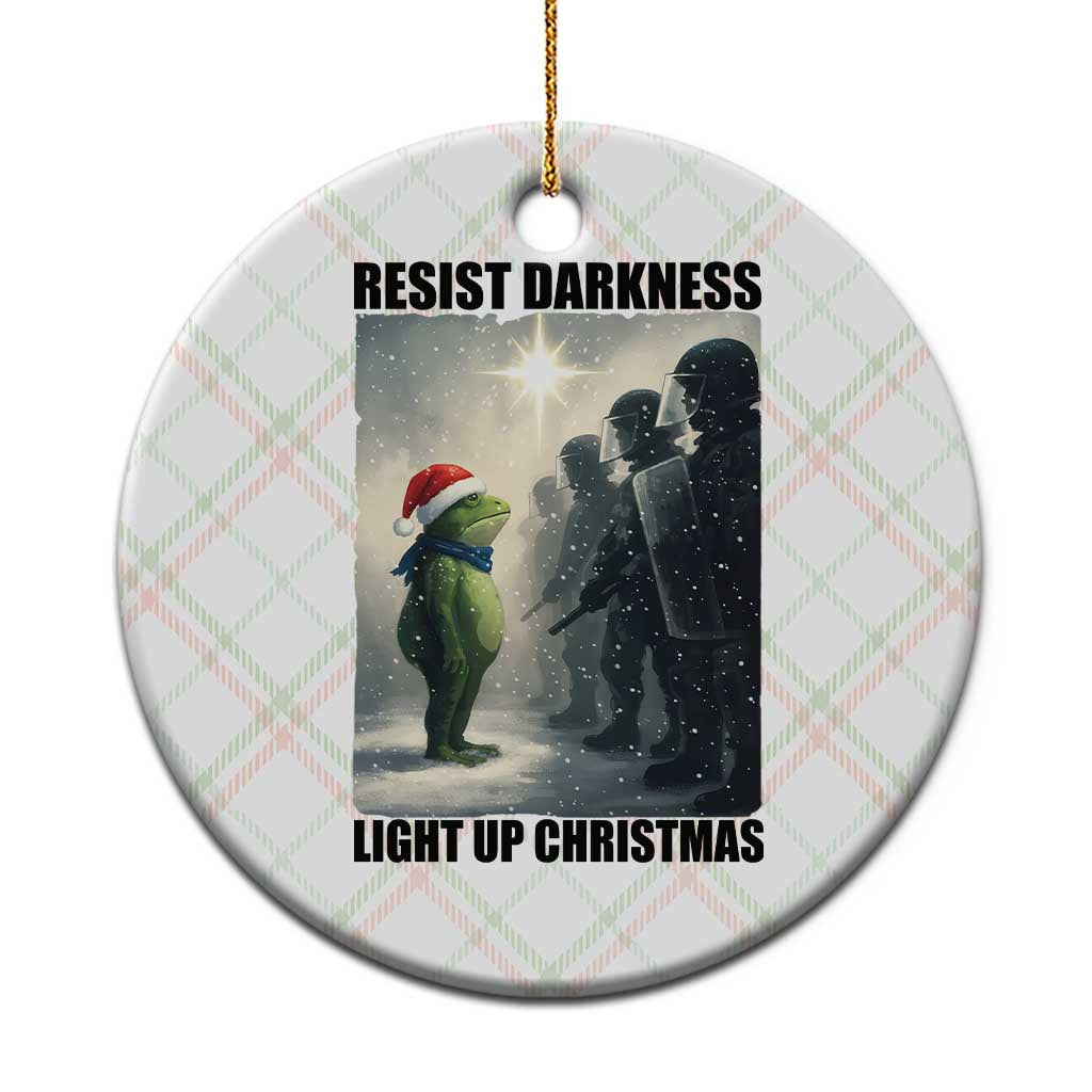 Frogs Resist Xmas Ceramic Ornament Funny Portland Protest ICE Activist Meme - Wonder Print Shop