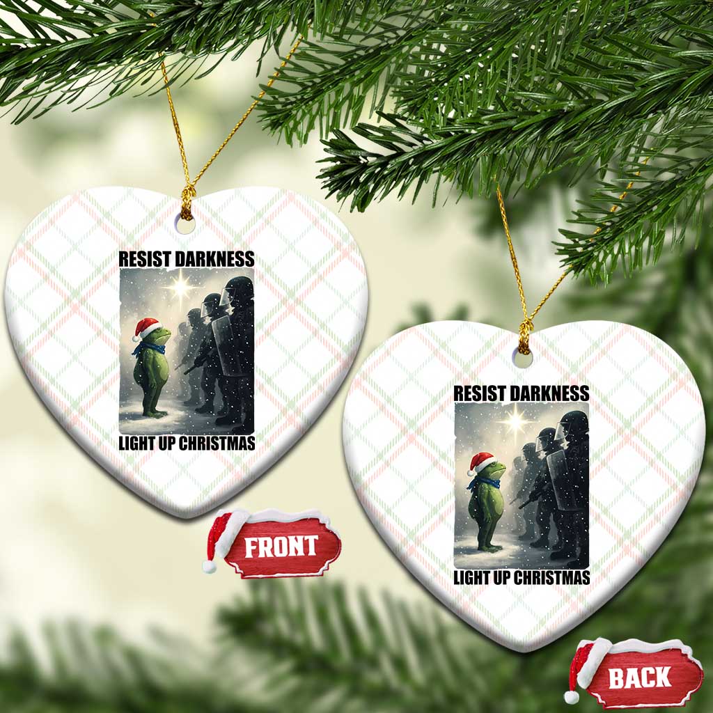 Frogs Resist Xmas Ceramic Ornament Funny Portland Protest ICE Activist Meme - Wonder Print Shop