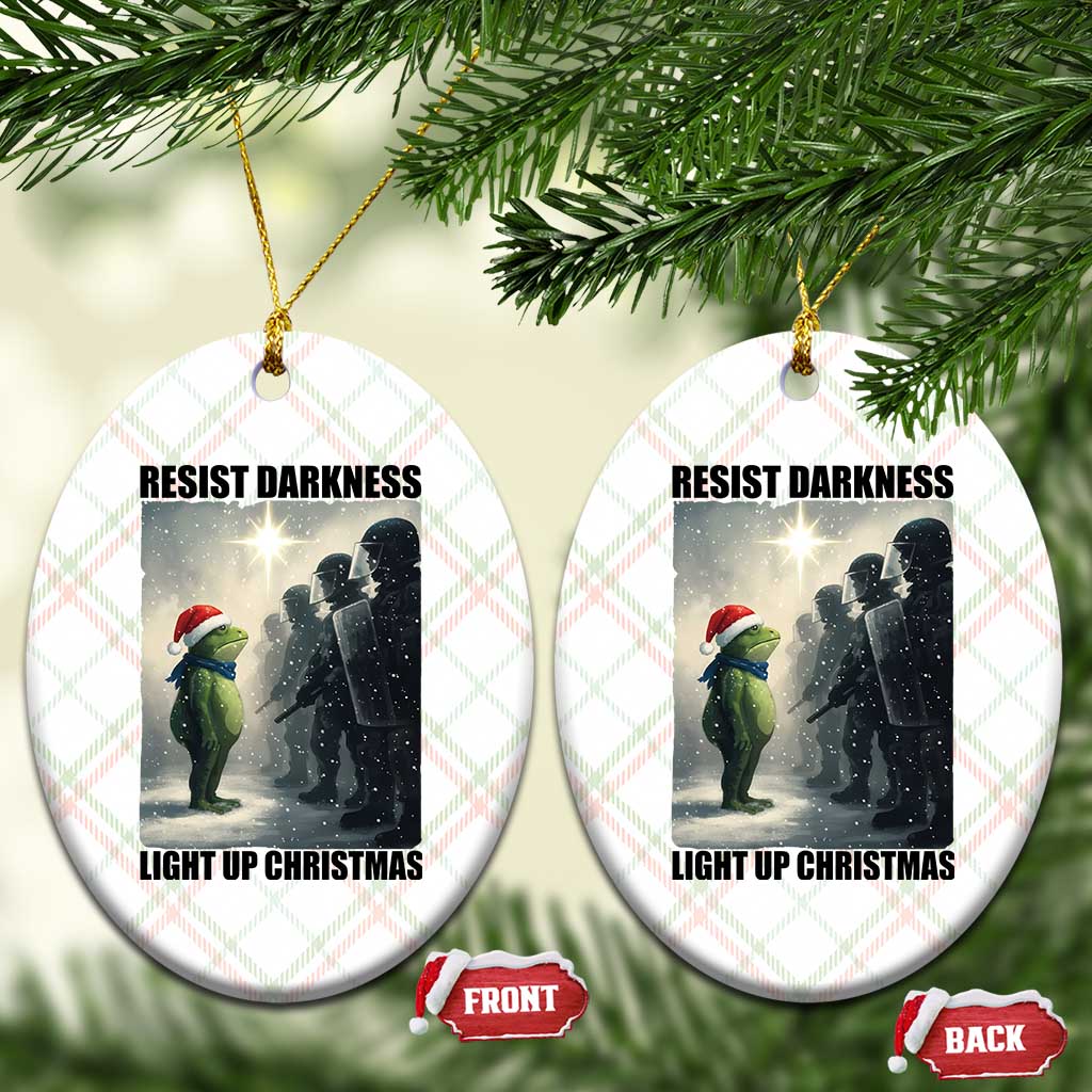 Frogs Resist Xmas Ceramic Ornament Funny Portland Protest ICE Activist Meme - Wonder Print Shop