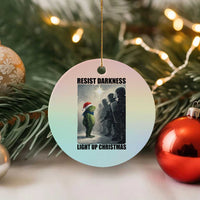 Frogs Resist Xmas Ceramic Ornament Funny Portland Protest ICE Activist Meme - Wonder Print Shop