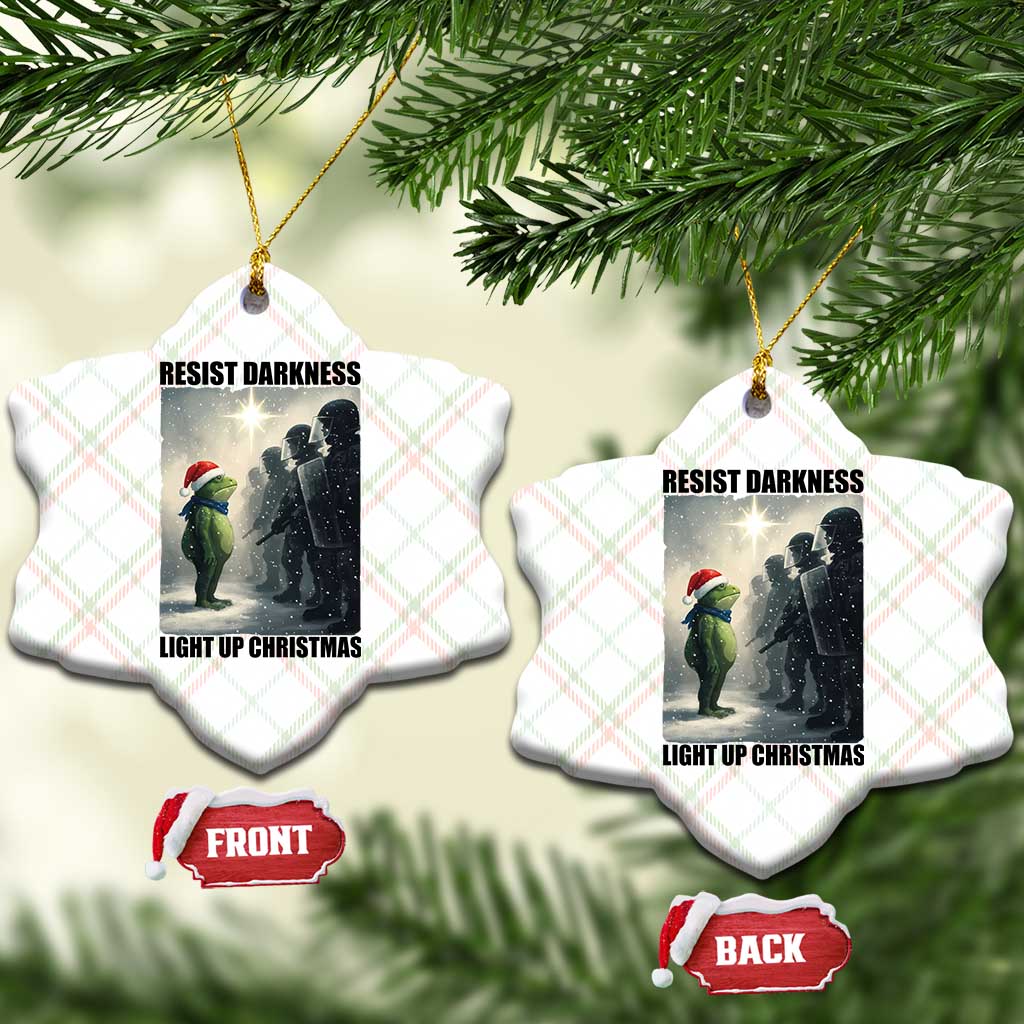 Frogs Resist Xmas Ceramic Ornament Funny Portland Protest ICE Activist Meme - Wonder Print Shop