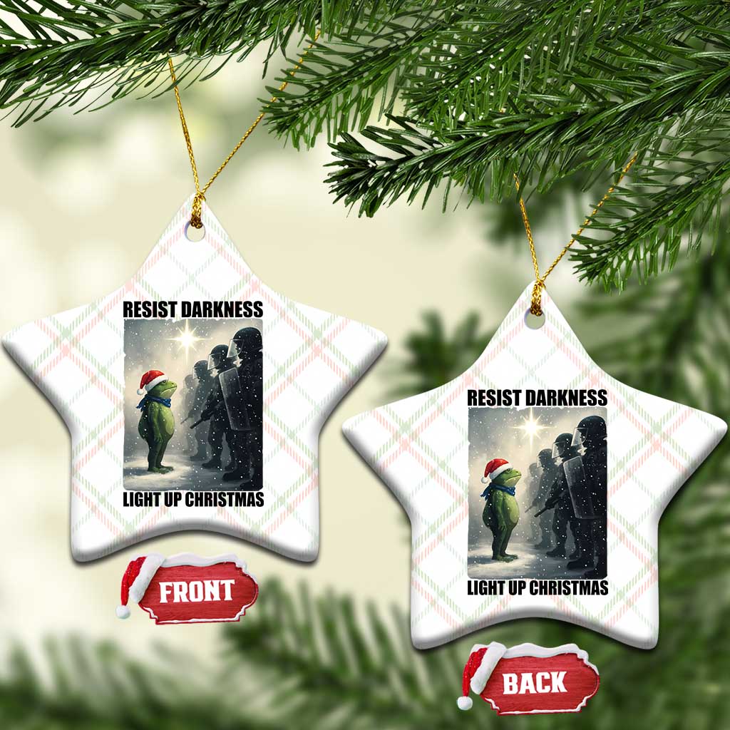 Frogs Resist Xmas Ceramic Ornament Funny Portland Protest ICE Activist Meme - Wonder Print Shop
