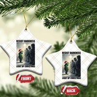 Frogs Resist Xmas Ceramic Ornament Funny Portland Protest ICE Activist Meme - Wonder Print Shop