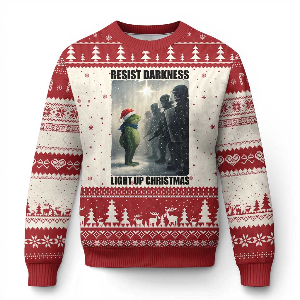 Frogs Resist Xmas Ugly Christmas Sweater Funny Portland Protest ICE Activist Meme - Wonder Print Shop