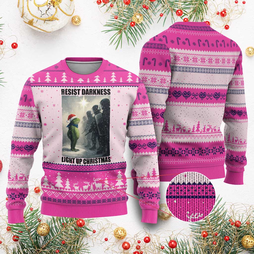 Frogs Resist Xmas Ugly Christmas Sweater Funny Portland Protest ICE Activist Meme - Wonder Print Shop