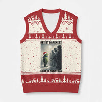 Frogs Resist Xmas V-Neck Knit Sweater Vest Funny Portland Protest ICE Activist Meme - Wonder Print Shop