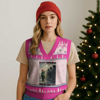 Frogs Resist Xmas V-Neck Knit Sweater Vest Funny Portland Protest ICE Activist Meme - Wonder Print Shop