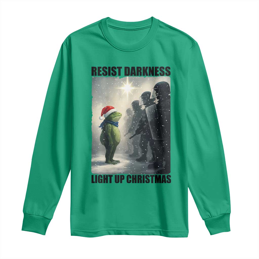 Frogs Resist Christmas Long Sleeve Shirt Funny Portland Protest ICE Activist Meme - Wonder Print Shop
