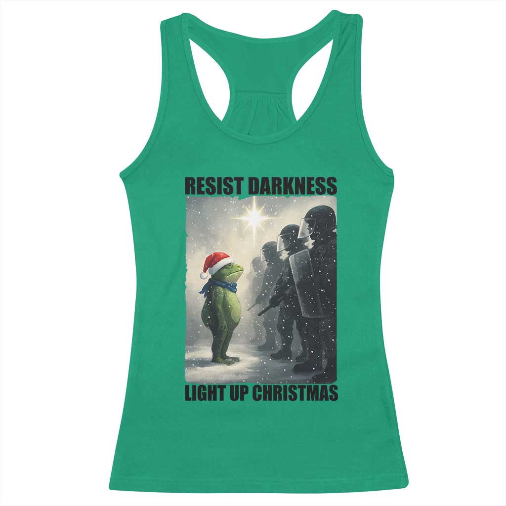 Frogs Resist Christmas Racerback Tank Top Funny Portland Protest ICE Activist Meme - Wonder Print Shop
