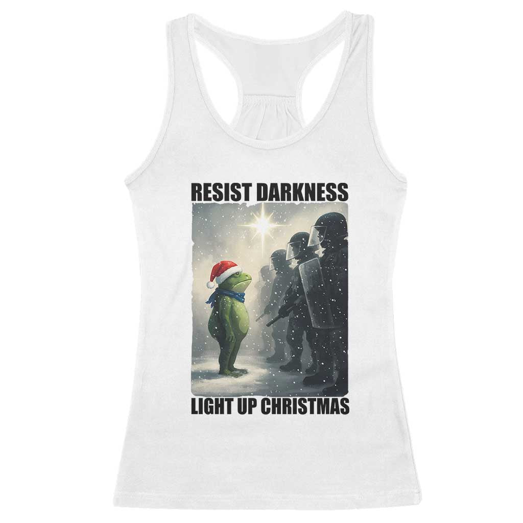 Frogs Resist Christmas Racerback Tank Top Funny Portland Protest ICE Activist Meme - Wonder Print Shop