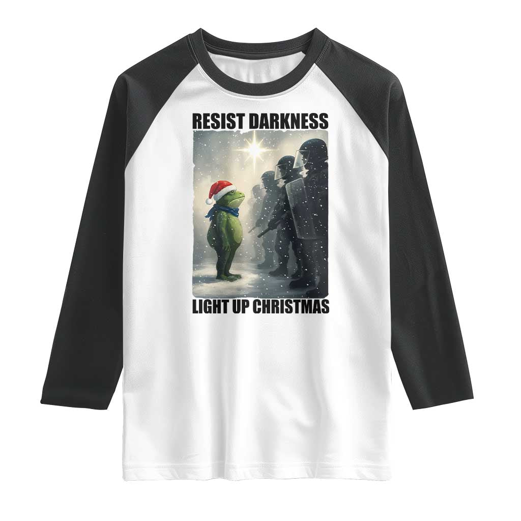 Frogs Resist Christmas Raglan Shirt Funny Portland Protest ICE Activist Meme - Wonder Print Shop